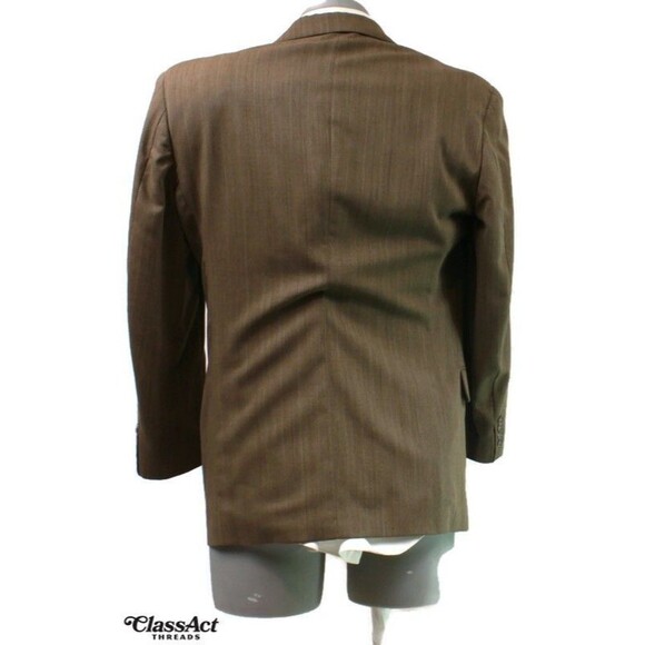 CESARANI MEN'S Sport Coat Blazer Suit Jacket Brown Striped 3 Btn Wool 40R - Picture 5 of 7